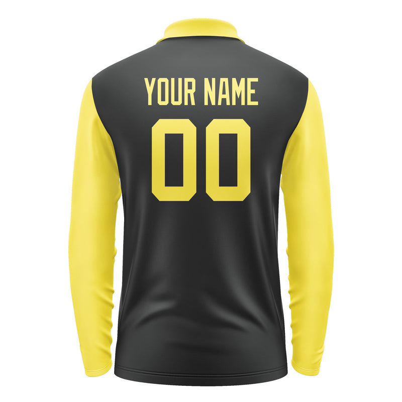Custom Black Light Yellow Long Sleeve Polo Shirt Pl172626B126