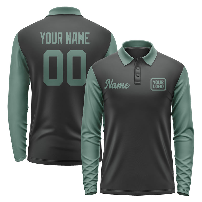 Custom Black Blue Green Long Sleeve Polo Shirt Pl172727B127