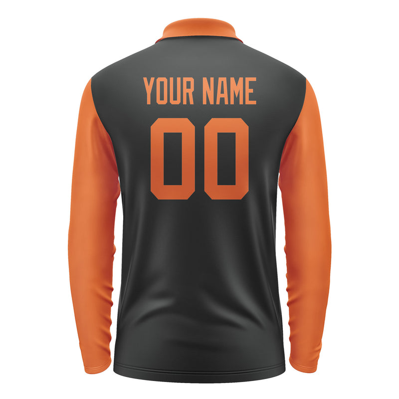 Custom Black Orange Long Sleeve Polo Shirt Pl172828B128