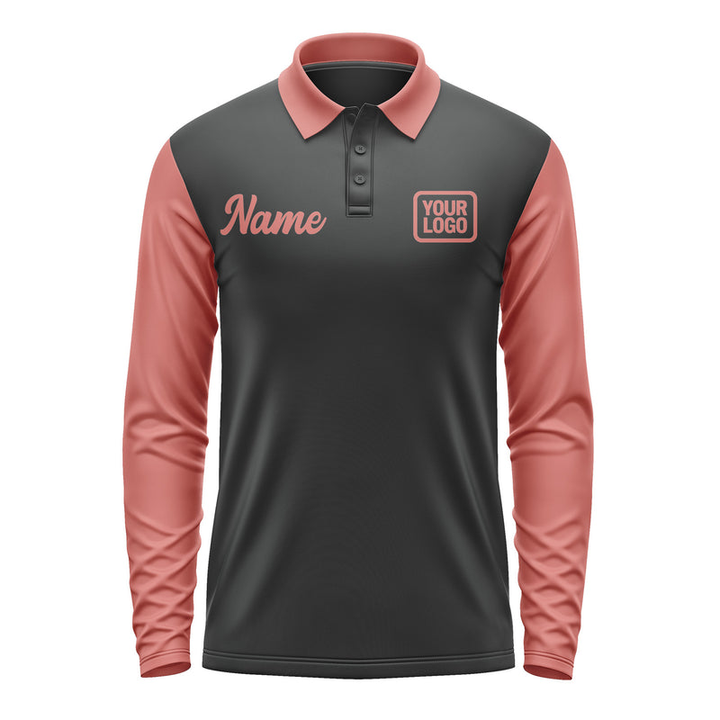 Custom Black Copper Rose Long Sleeve Polo Shirt Pl172929B129