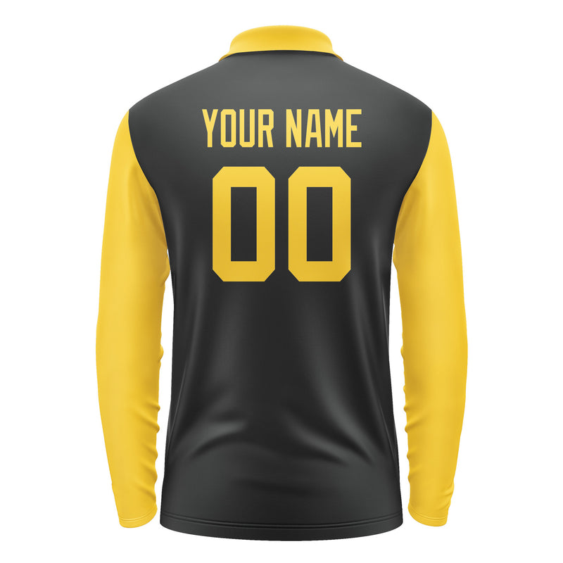 Custom Black Gold Long Sleeve Polo Shirt Pl173030B130