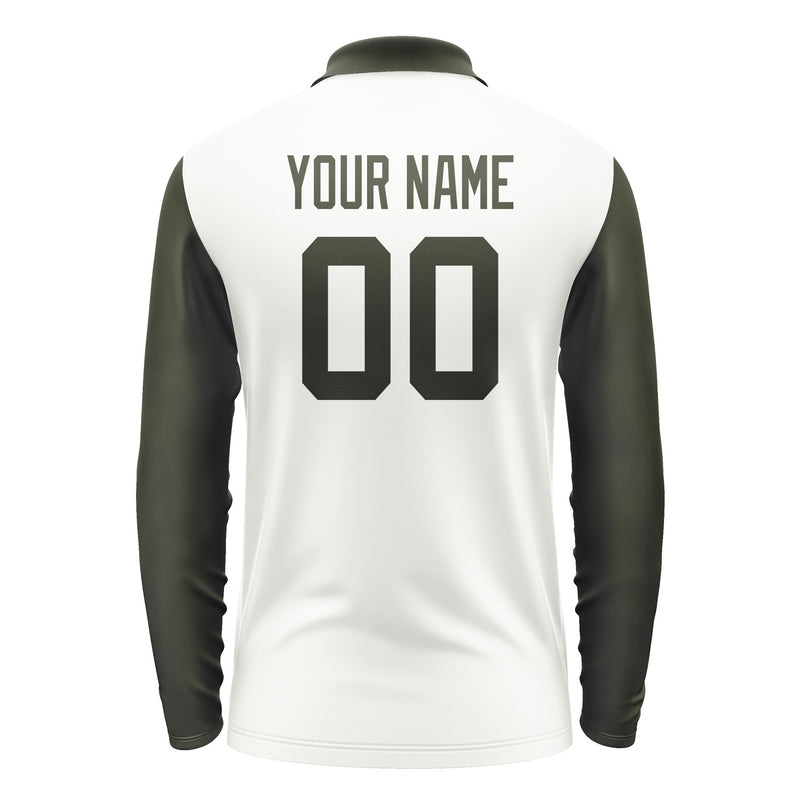 Custom White Olive Long Sleeve Polo Shirt Pl180202B102