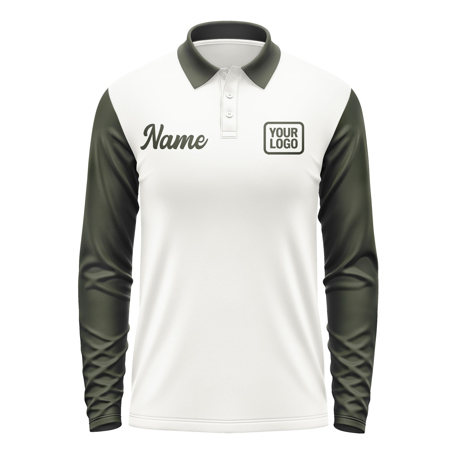 Custom White Olive Long Sleeve Polo Shirt Pl180202B102