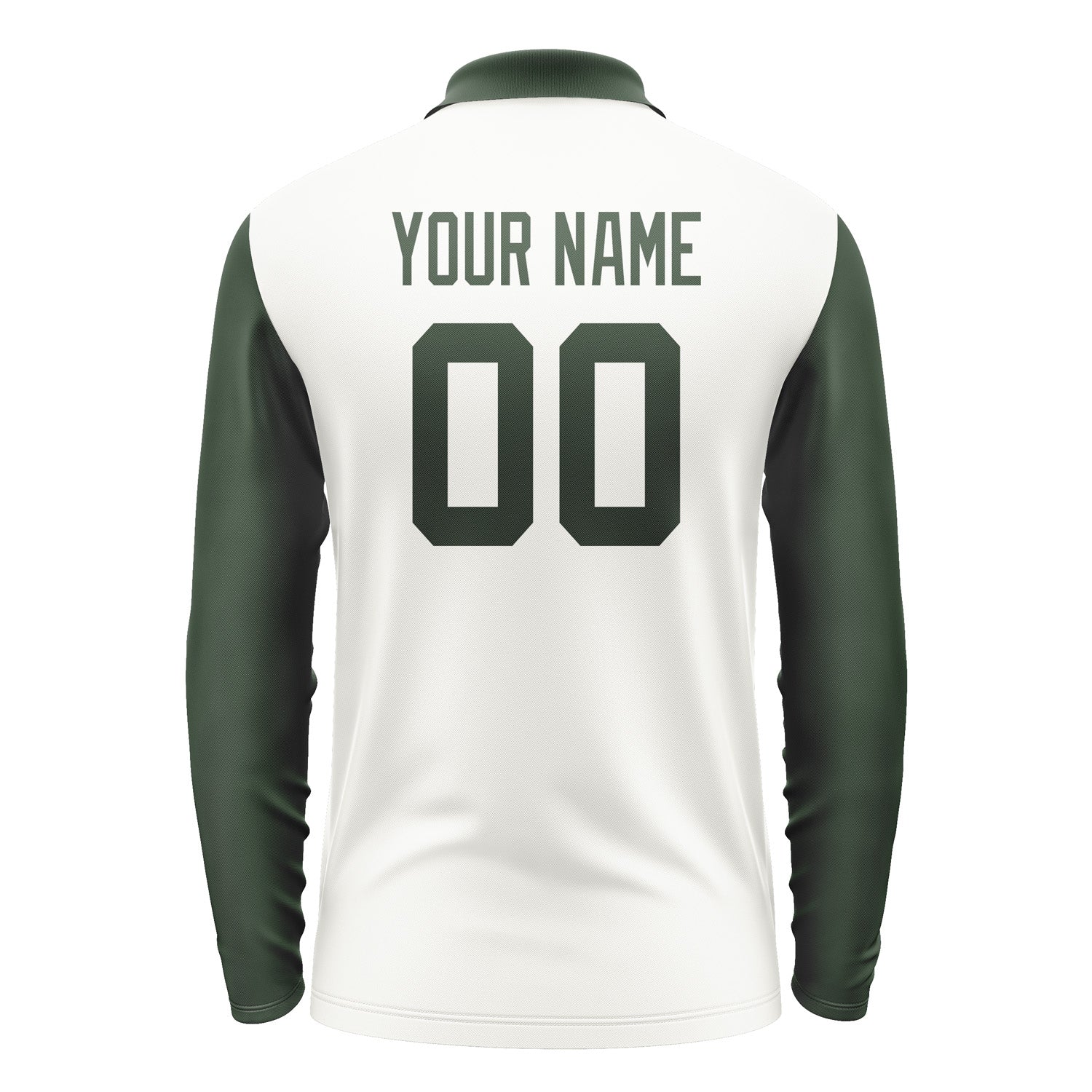 Custom White Dark Green Long Sleeve Polo Shirt Pl180606B106