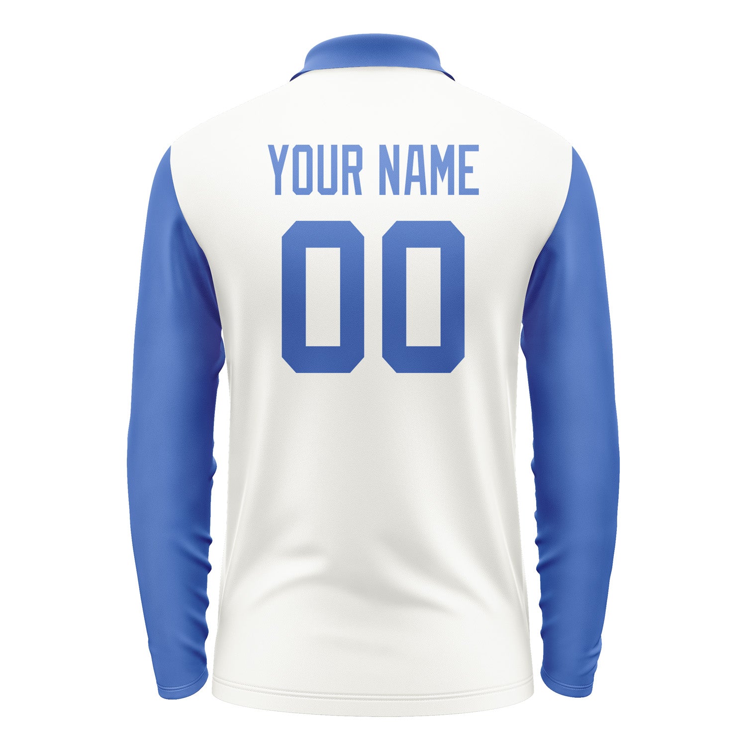 Custom White Sky Blue Long Sleeve Polo Shirt Pl180909B109