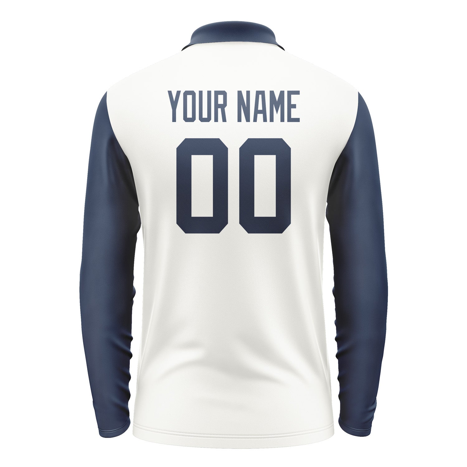 Custom White Blue Long Sleeve Polo Shirt Pl181010B110