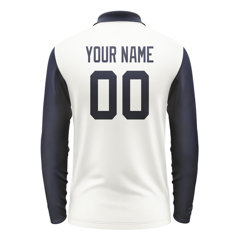 Custom White Navy Long Sleeve Polo Shirt Pl181111B111