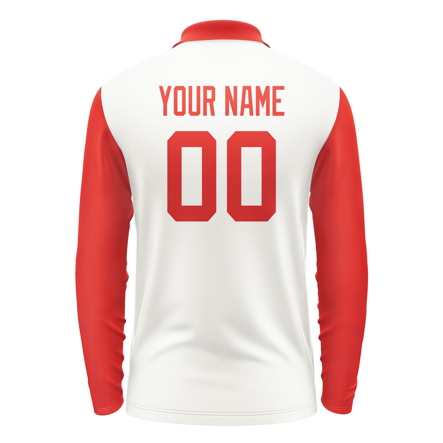 Custom White Orange Red Long Sleeve Polo Shirt Pl181212B112