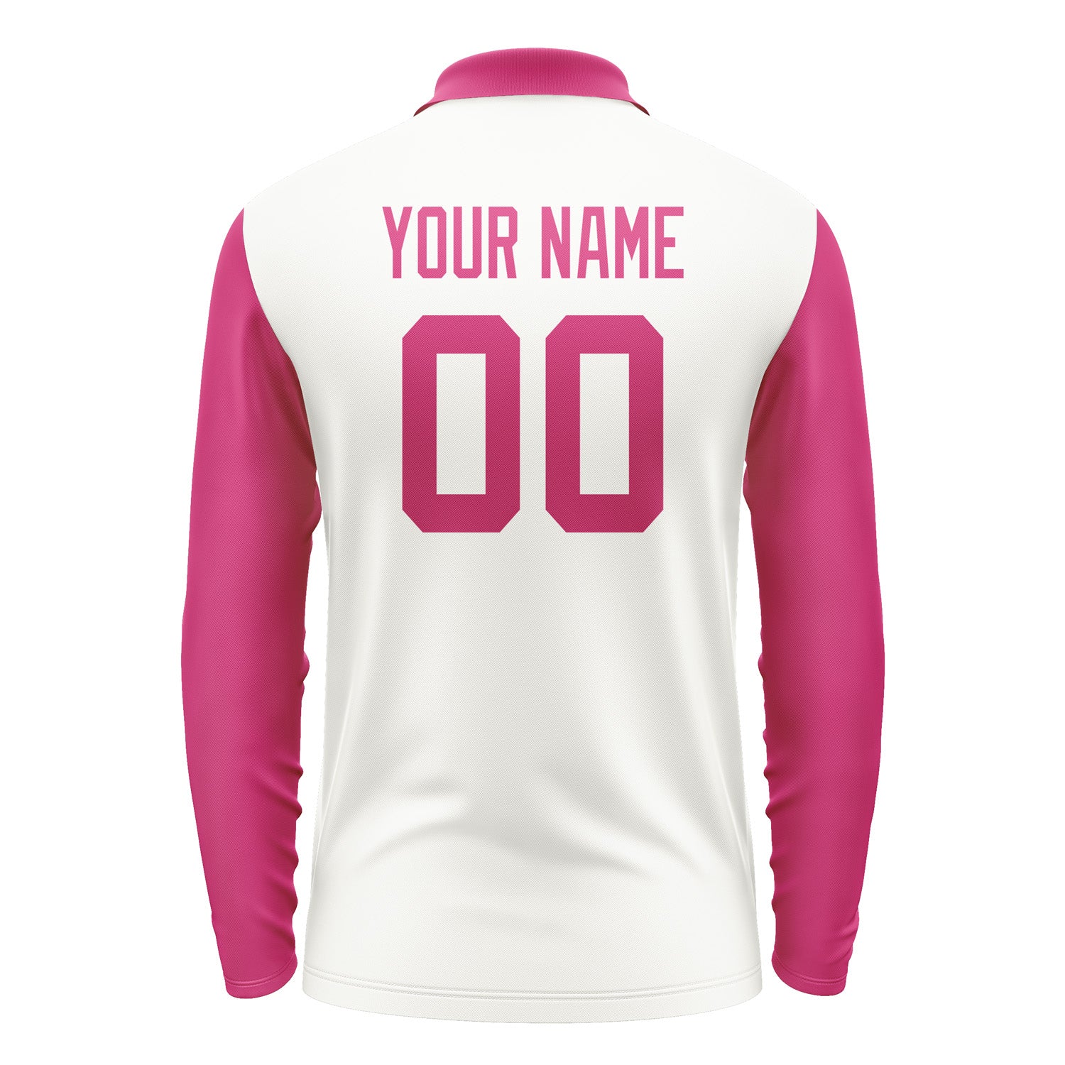Custom White Pink Long Sleeve Polo Shirt Pl181313B113