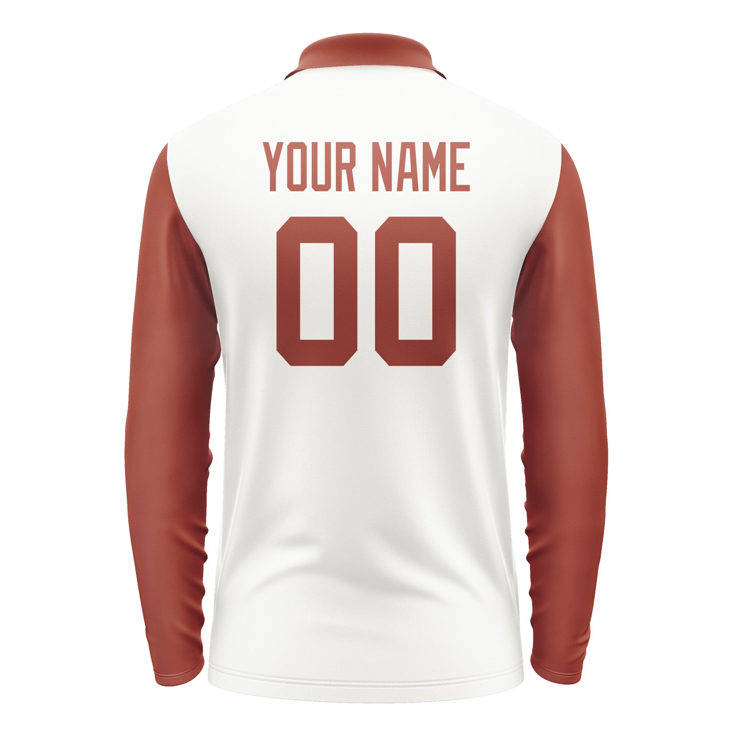 Custom White Coral Red Long Sleeve Polo Shirt Pl181616B116