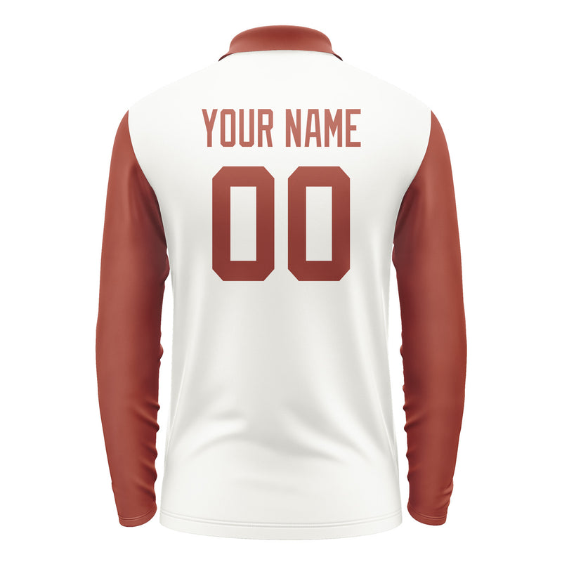 Custom White Coral Red Long Sleeve Polo Shirt Pl181616B116