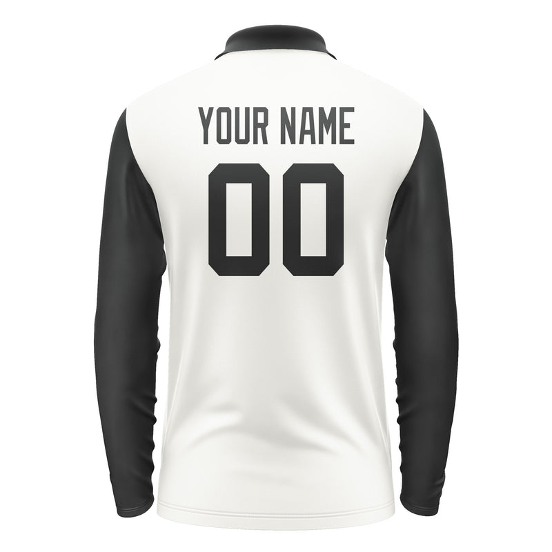 Custom White Black Long Sleeve Polo Shirt Pl181717B117