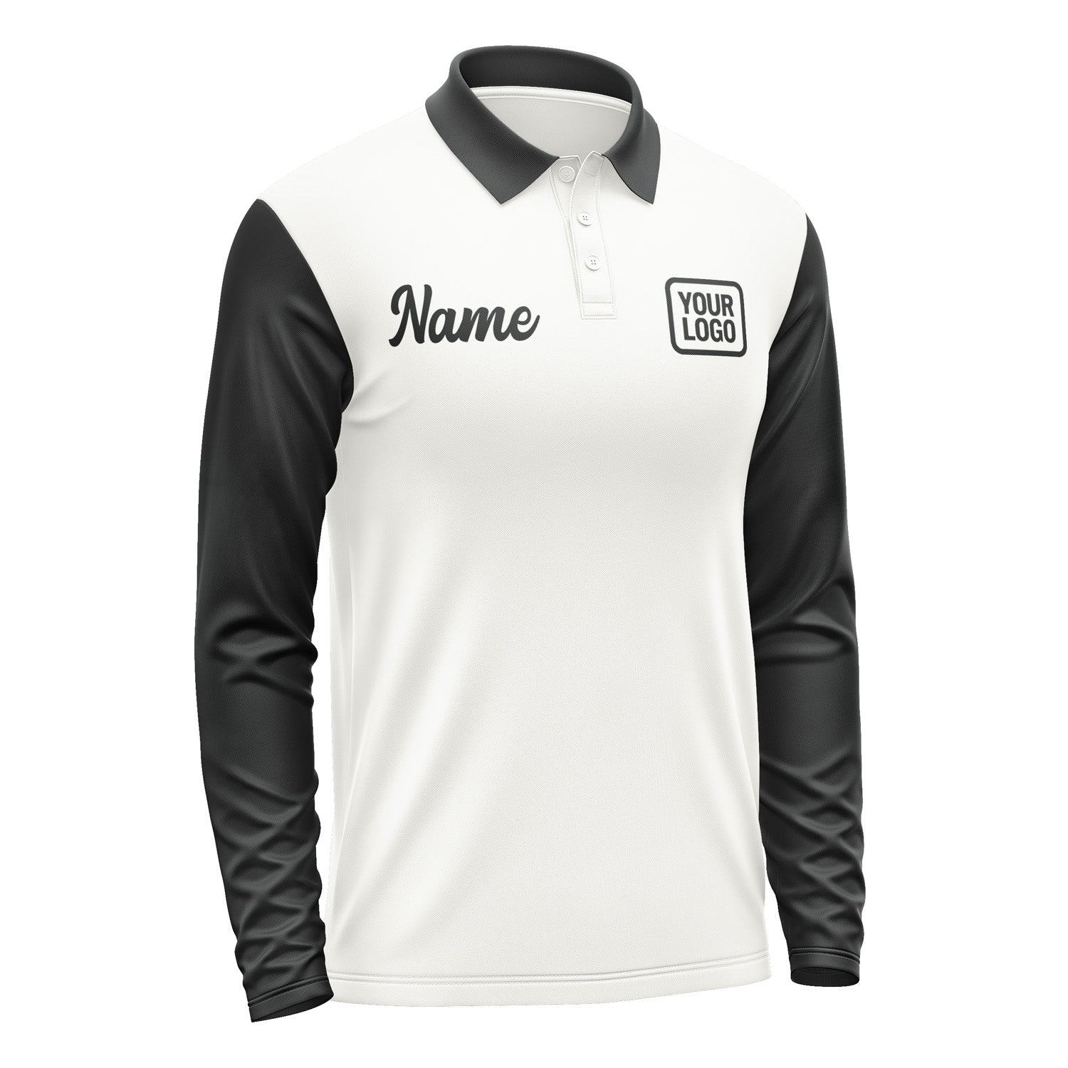 Custom White Black Long Sleeve Polo Shirt Pl181717B117