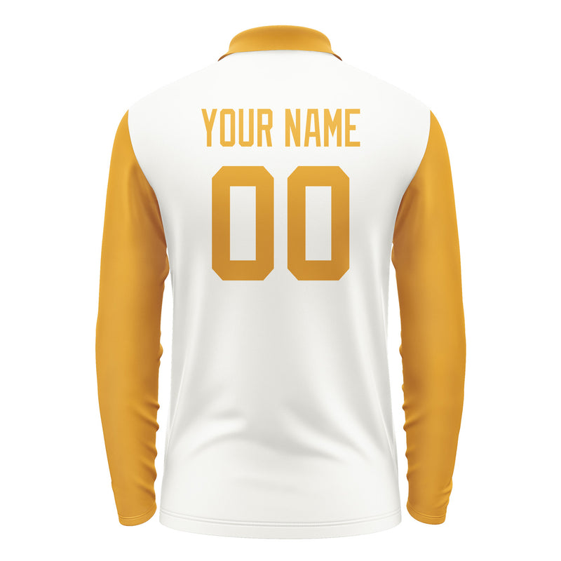 Custom White Yellow Long Sleeve Polo Shirt Pl181919B119