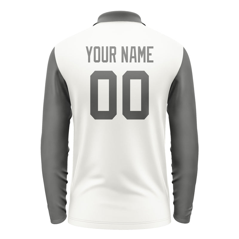 Custom White Dark Grey Long Sleeve Polo Shirt Pl182020B120