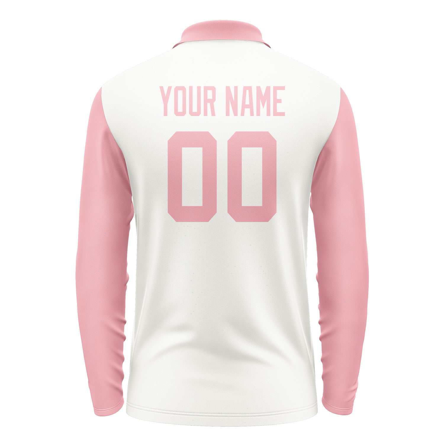 Custom White Light Pink Long Sleeve Polo Shirt Pl182121B121