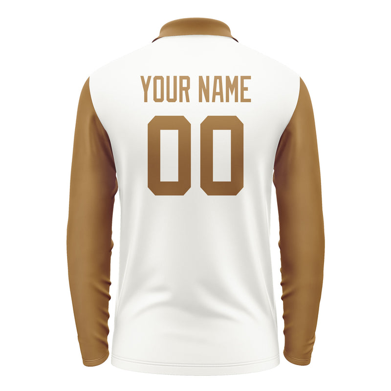 Custom White Khaki Long Sleeve Polo Shirt Pl182222B122