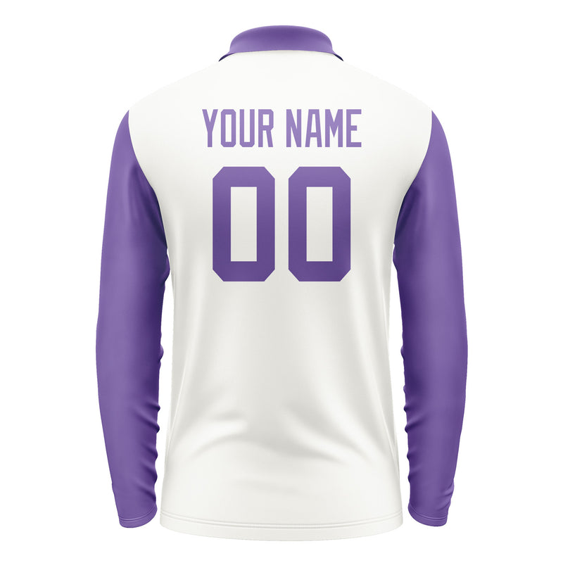 Custom White Light Purple Long Sleeve Polo Shirt Pl182323B123