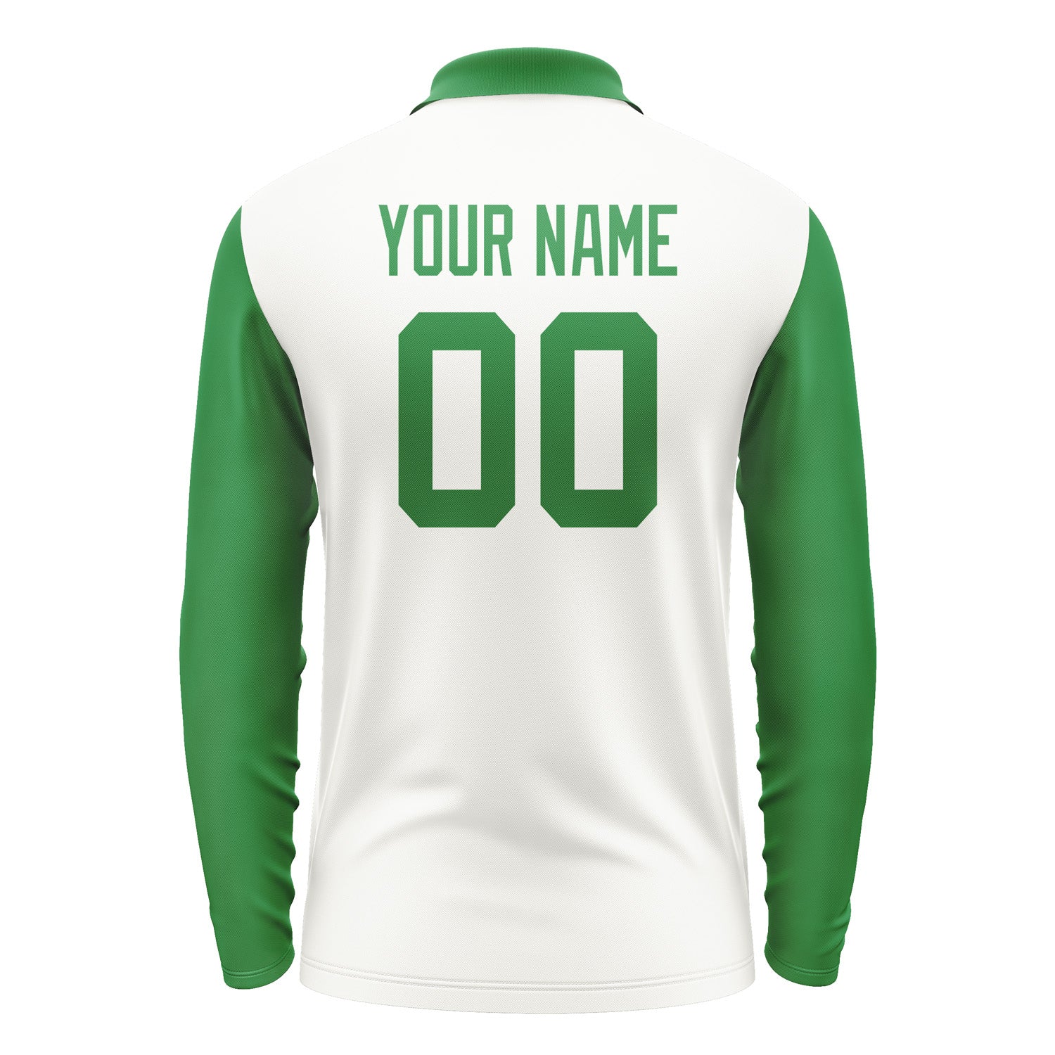 Custom White Emerald Green Long Sleeve Polo Shirt Pl182424B124
