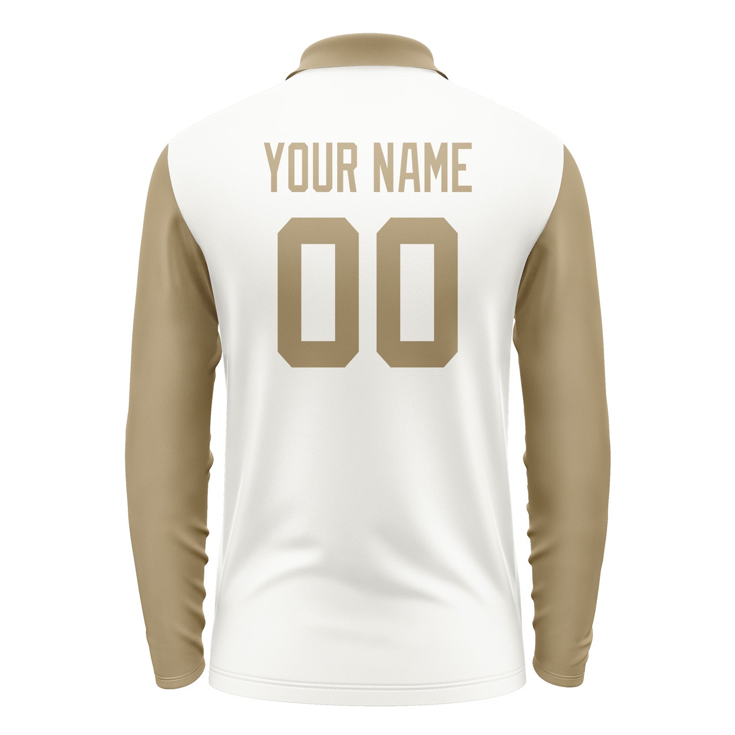 Custom White Light Khaki Long Sleeve Polo Shirt Pl182525B125