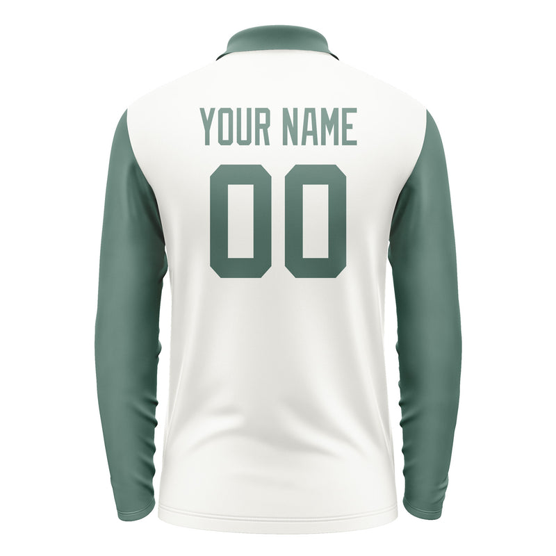Custom White Blue Green Long Sleeve Polo Shirt Pl182727B127
