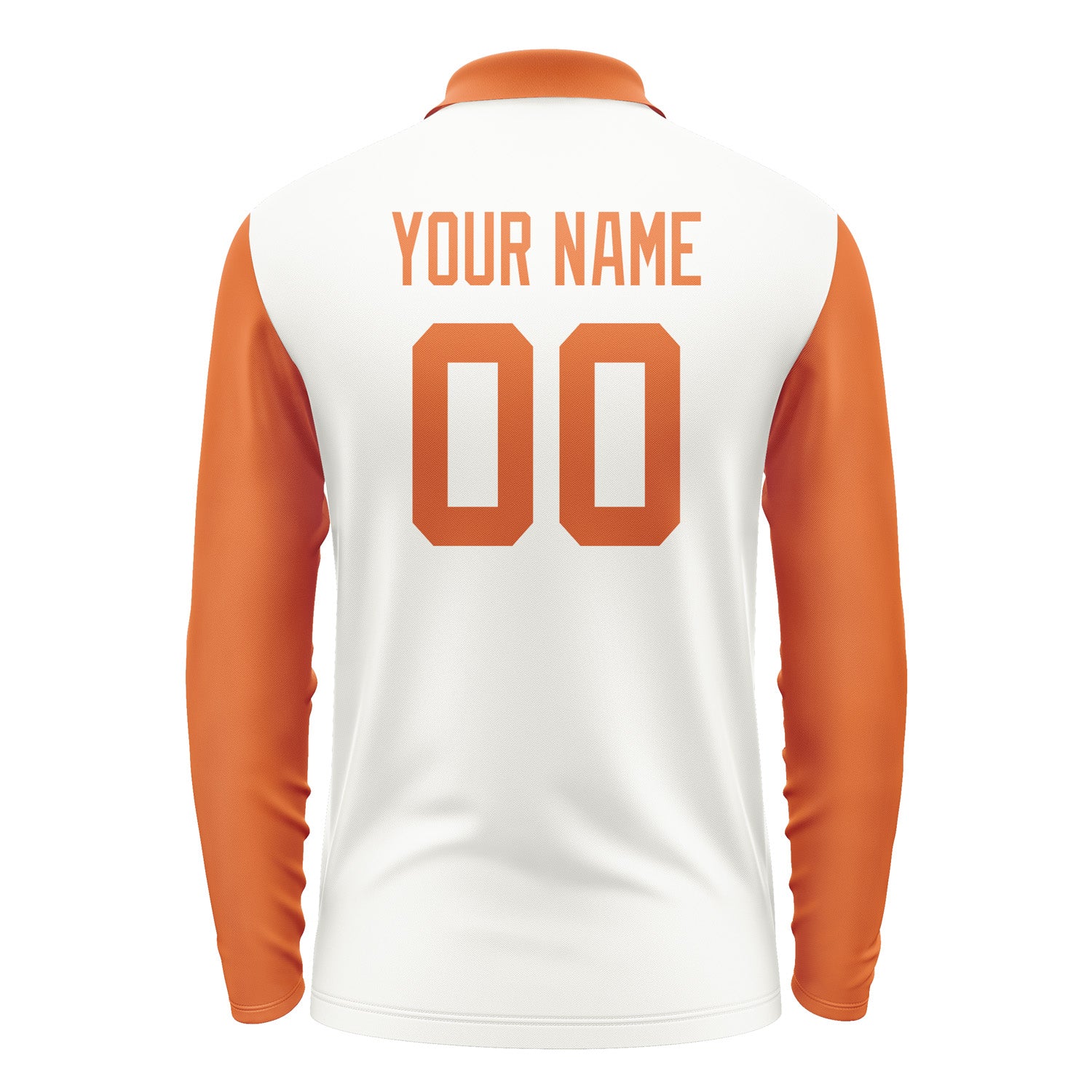 Custom White Orange Long Sleeve Polo Shirt Pl182828B128