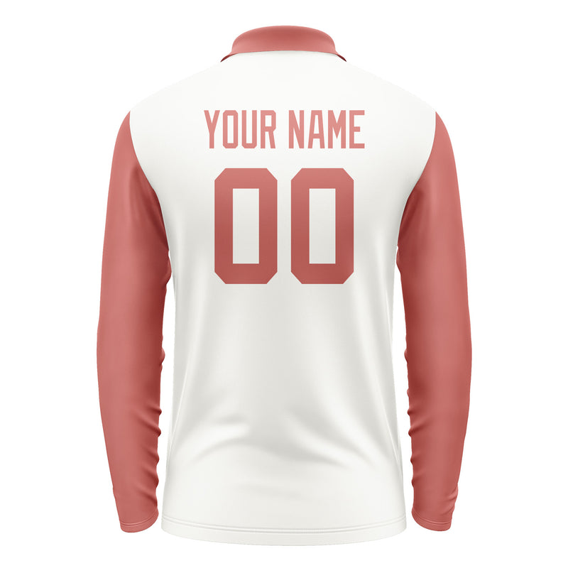 Custom White Copper Rose Long Sleeve Polo Shirt Pl182929B129