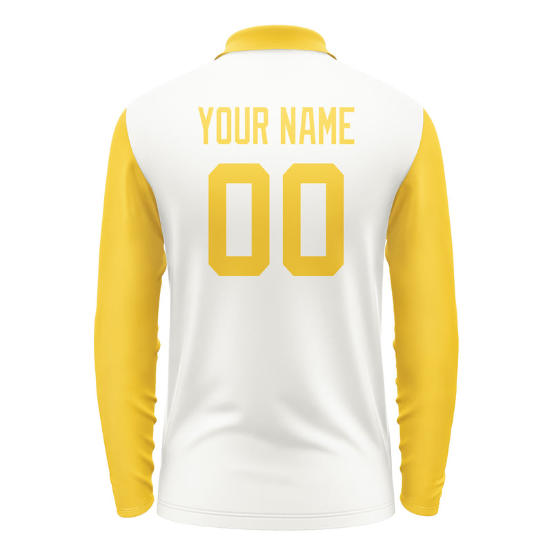Custom White Gold Long Sleeve Polo Shirt Pl183030B130