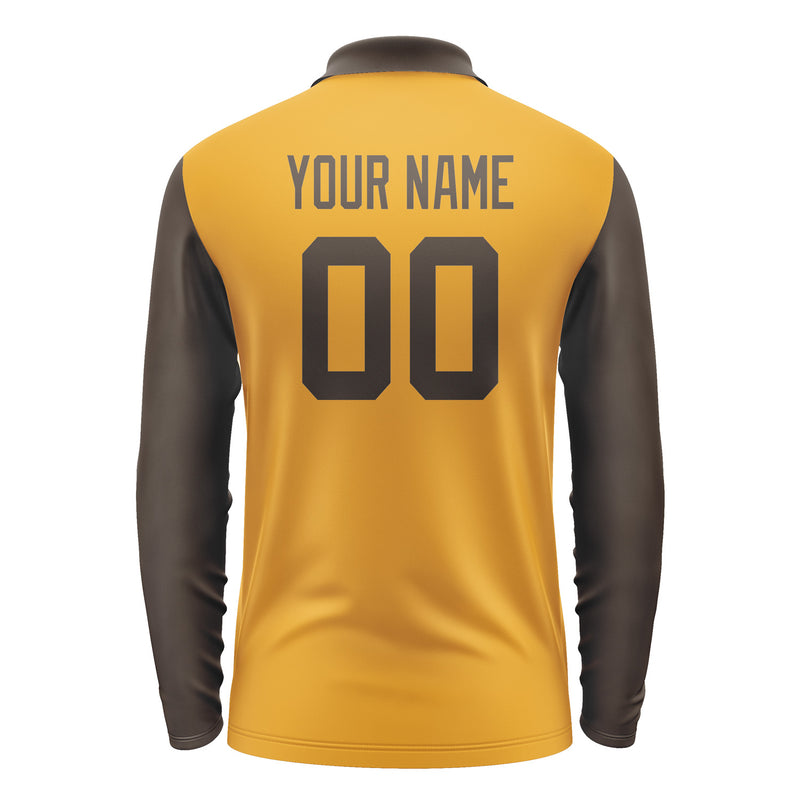 Custom Yellow Brown Long Sleeve Polo Shirt Pl190101B101