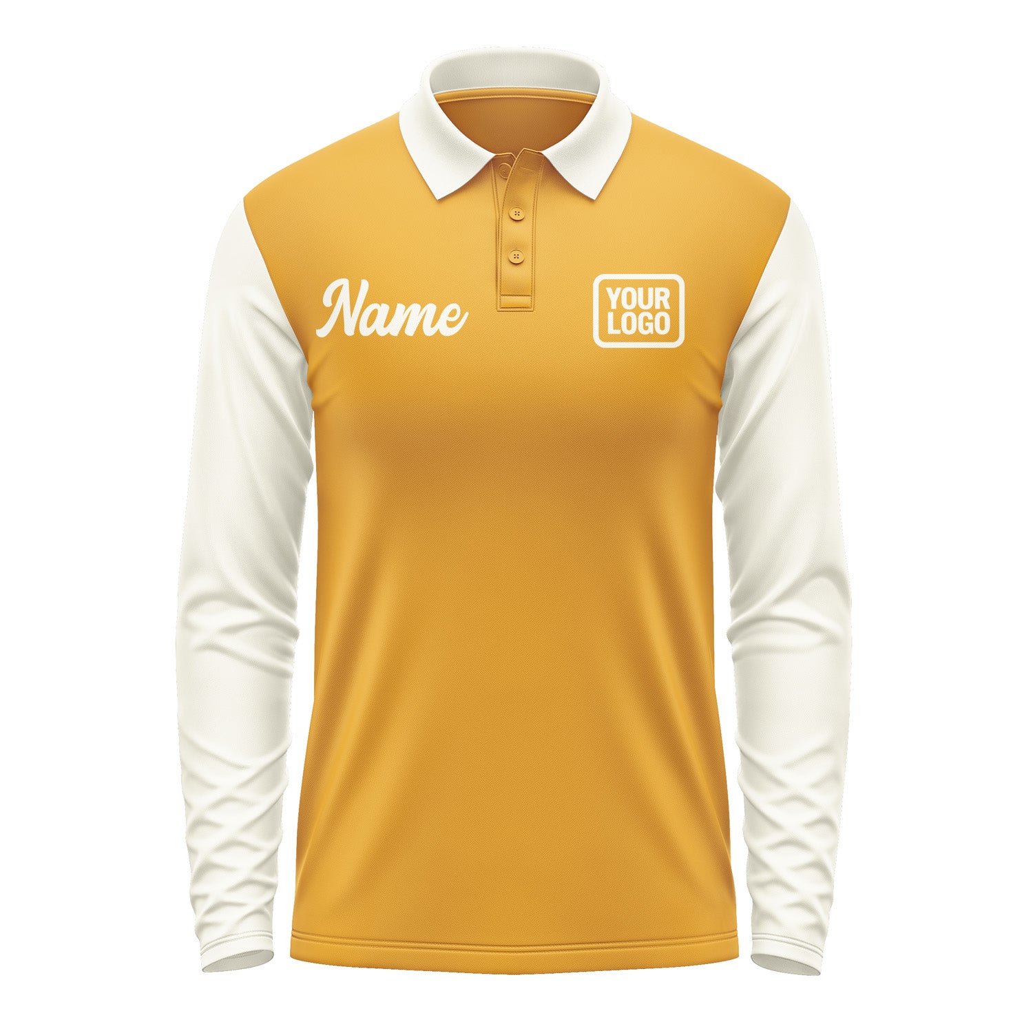 Custom Yellow Cream Long Sleeve Polo Shirt Pl190303B103