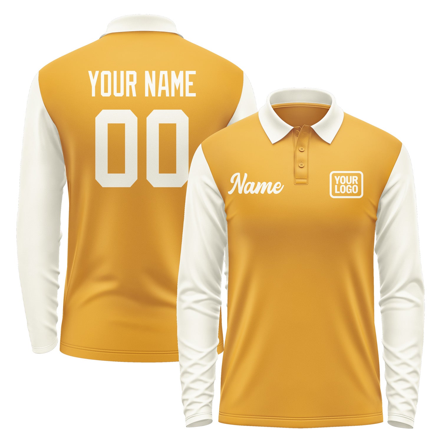 Custom Yellow Cream Long Sleeve Polo Shirt Pl190303B103