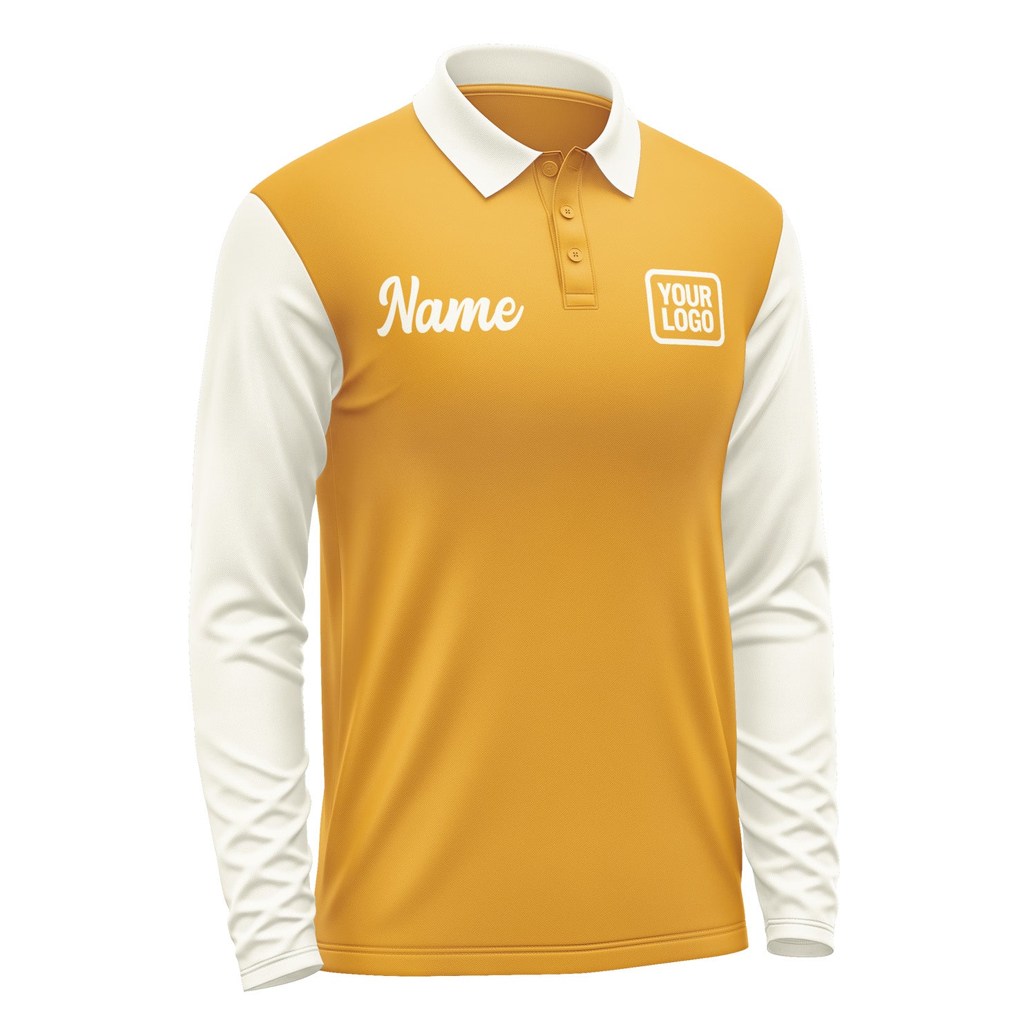 Custom Yellow Cream Long Sleeve Polo Shirt Pl190303B103