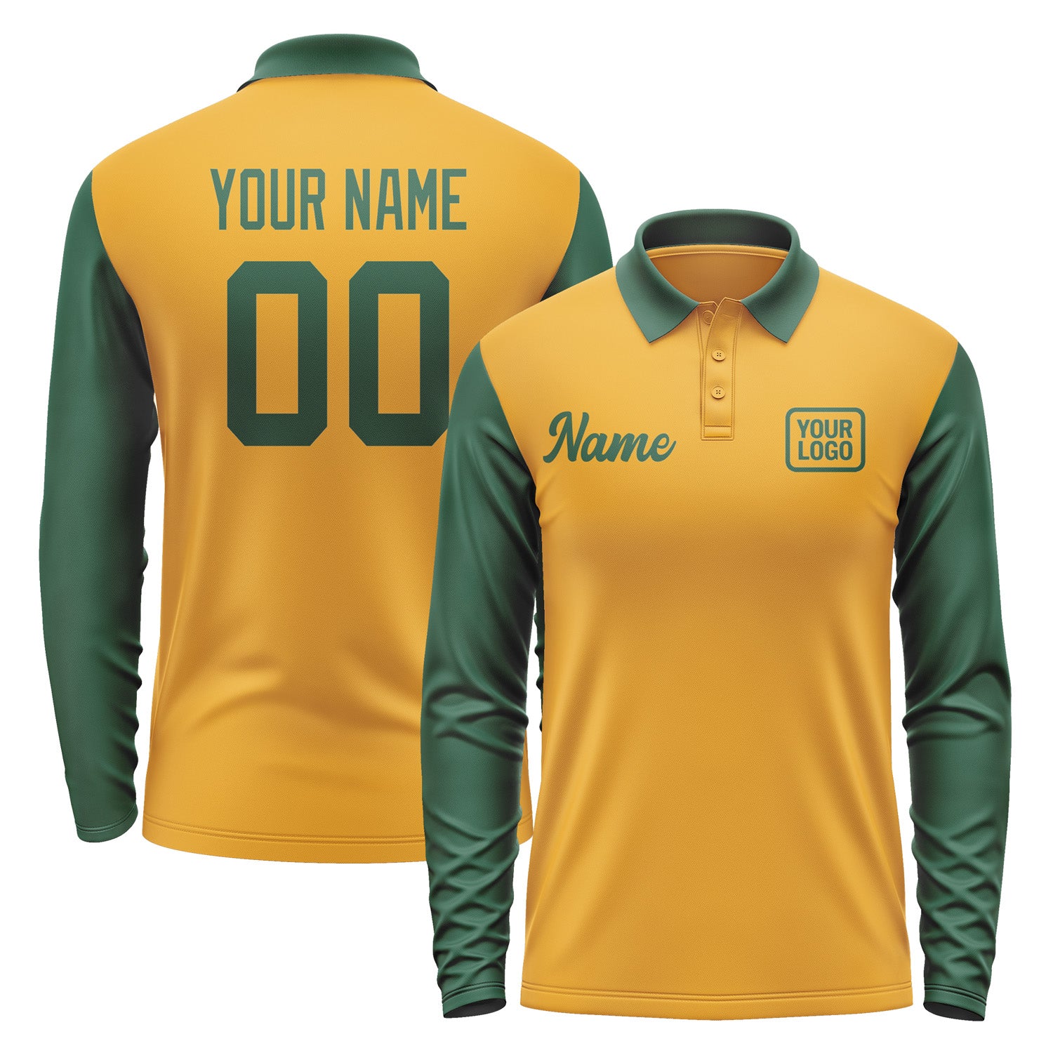 Custom Yellow Green Long Sleeve Polo Shirt Pl190505B105