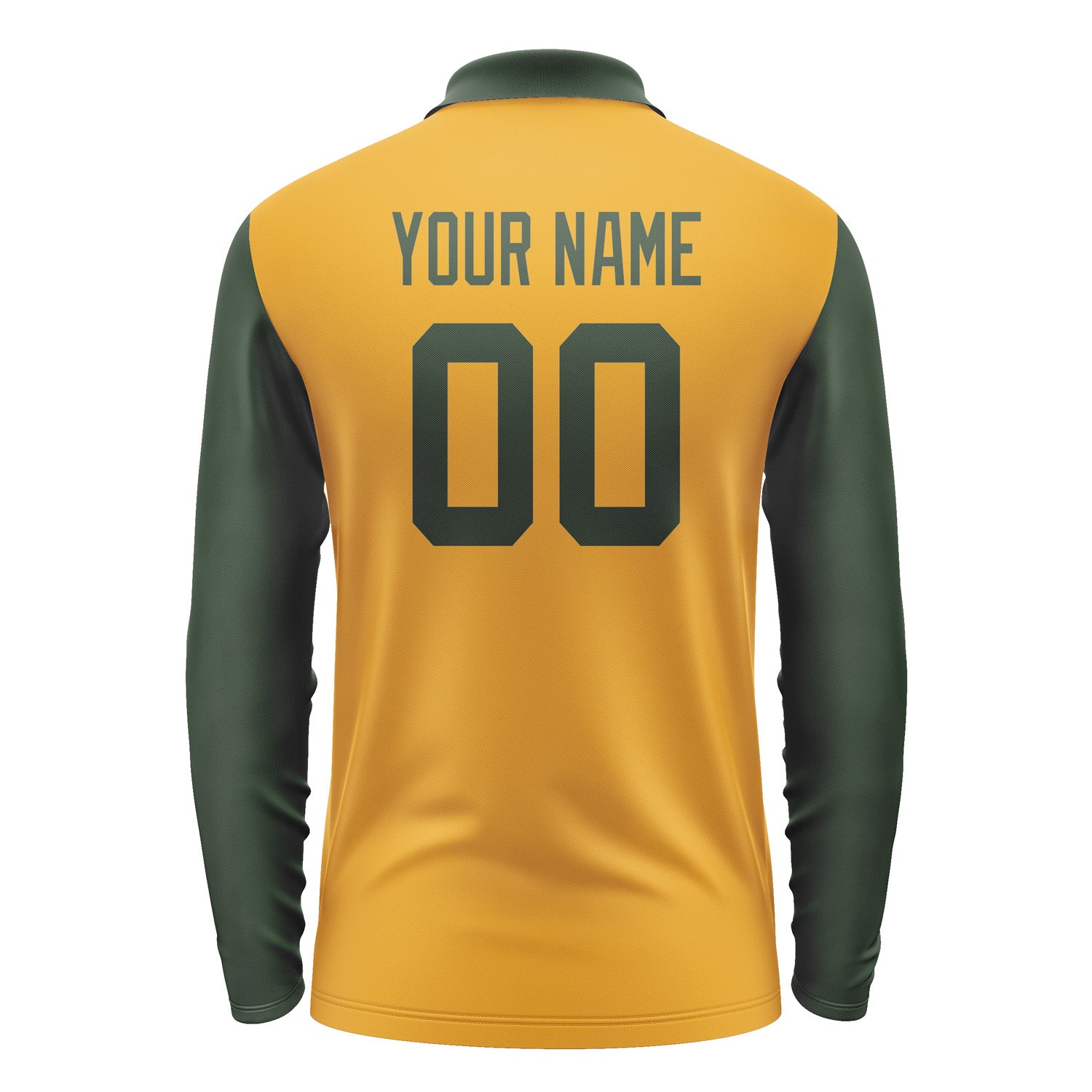 Custom Yellow Dark Green Long Sleeve Polo Shirt Pl190606B106