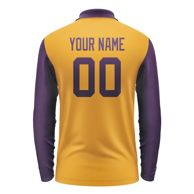 Custom Yellow Purple Long Sleeve Polo Shirt Pl190707B107