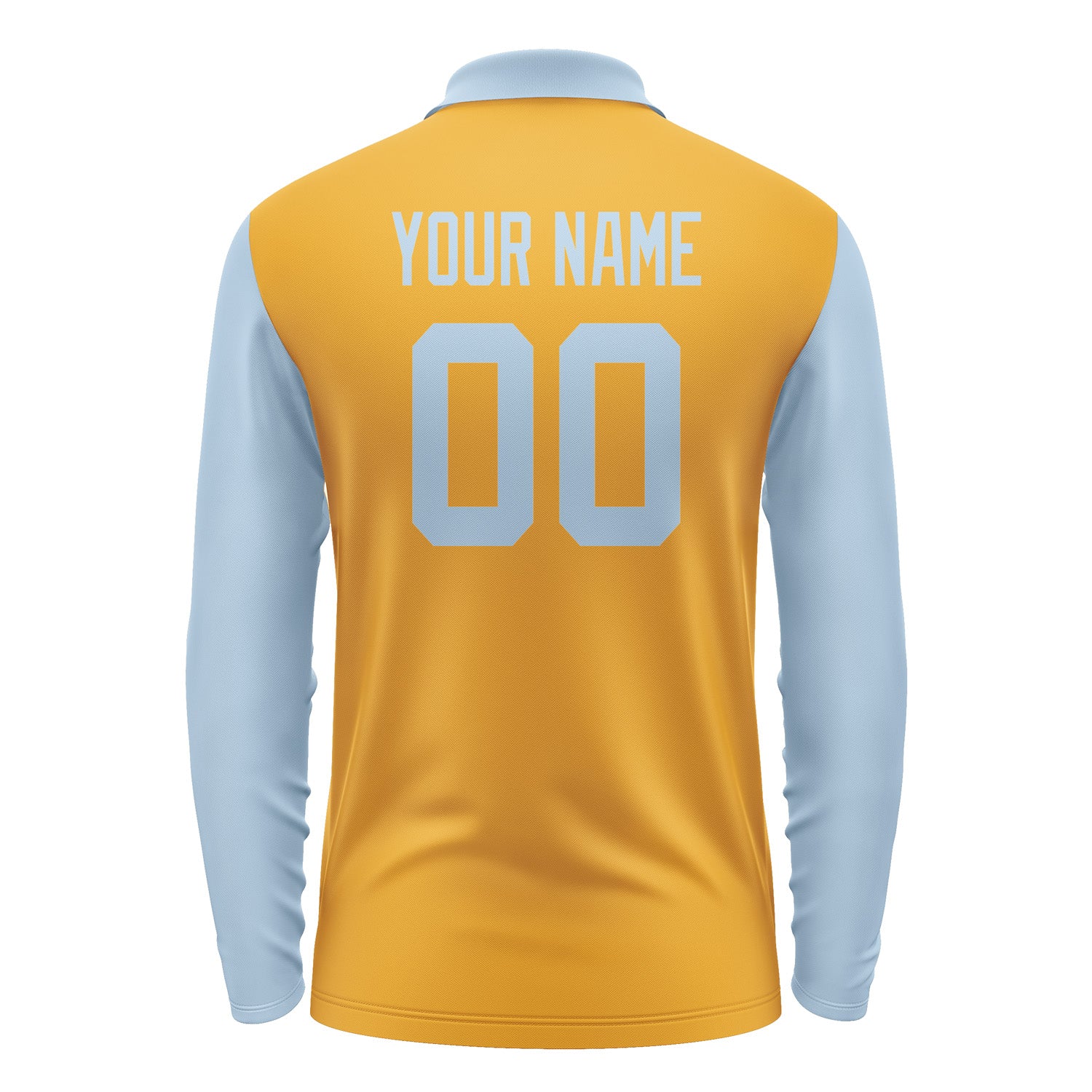 Custom Yellow Light Blue Long Sleeve Polo Shirt Pl190808B108