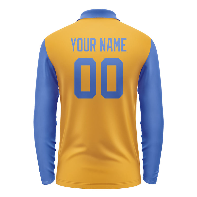 Custom Yellow Sky Blue Long Sleeve Polo Shirt Pl190909B109