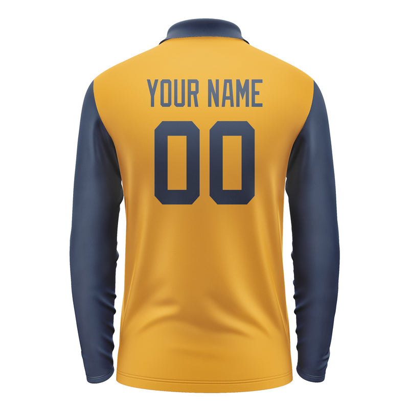 Custom Yellow Blue Long Sleeve Polo Shirt Pl191010B110