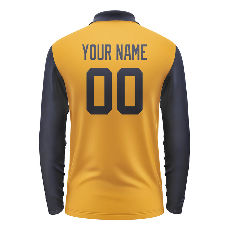 Custom Yellow Navy Long Sleeve Polo Shirt Pl191111B111