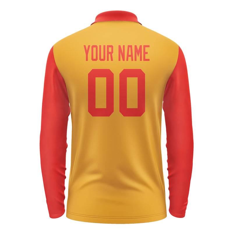 Custom Yellow Orange Red Long Sleeve Polo Shirt Pl191212B112