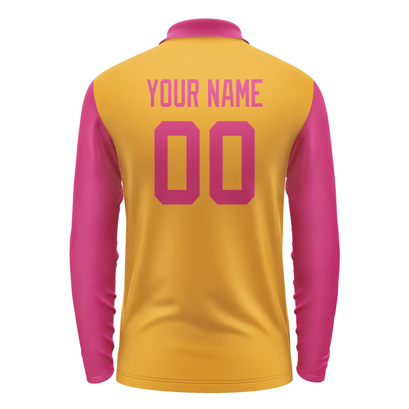 Custom Yellow Pink Long Sleeve Polo Shirt Pl191313B113