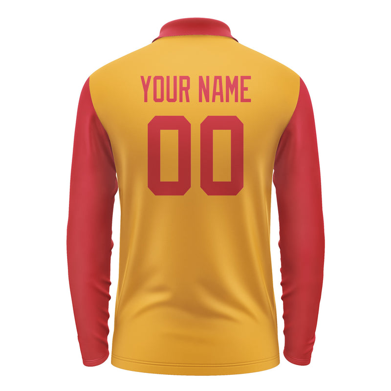 Custom Yellow Red Long Sleeve Polo Shirt Pl191414B114