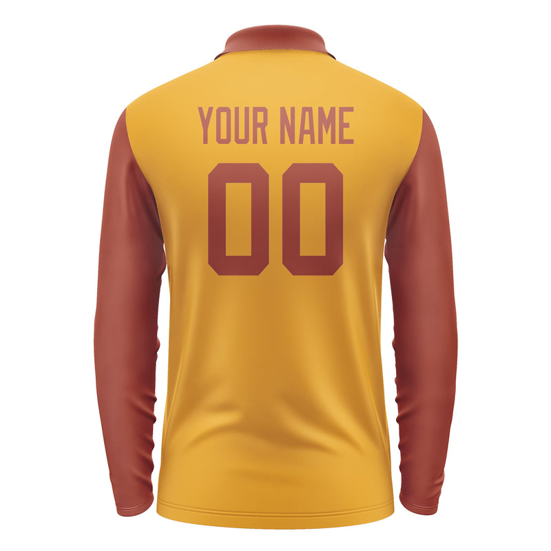 Custom Yellow Coral Red Long Sleeve Polo Shirt Pl191616B116