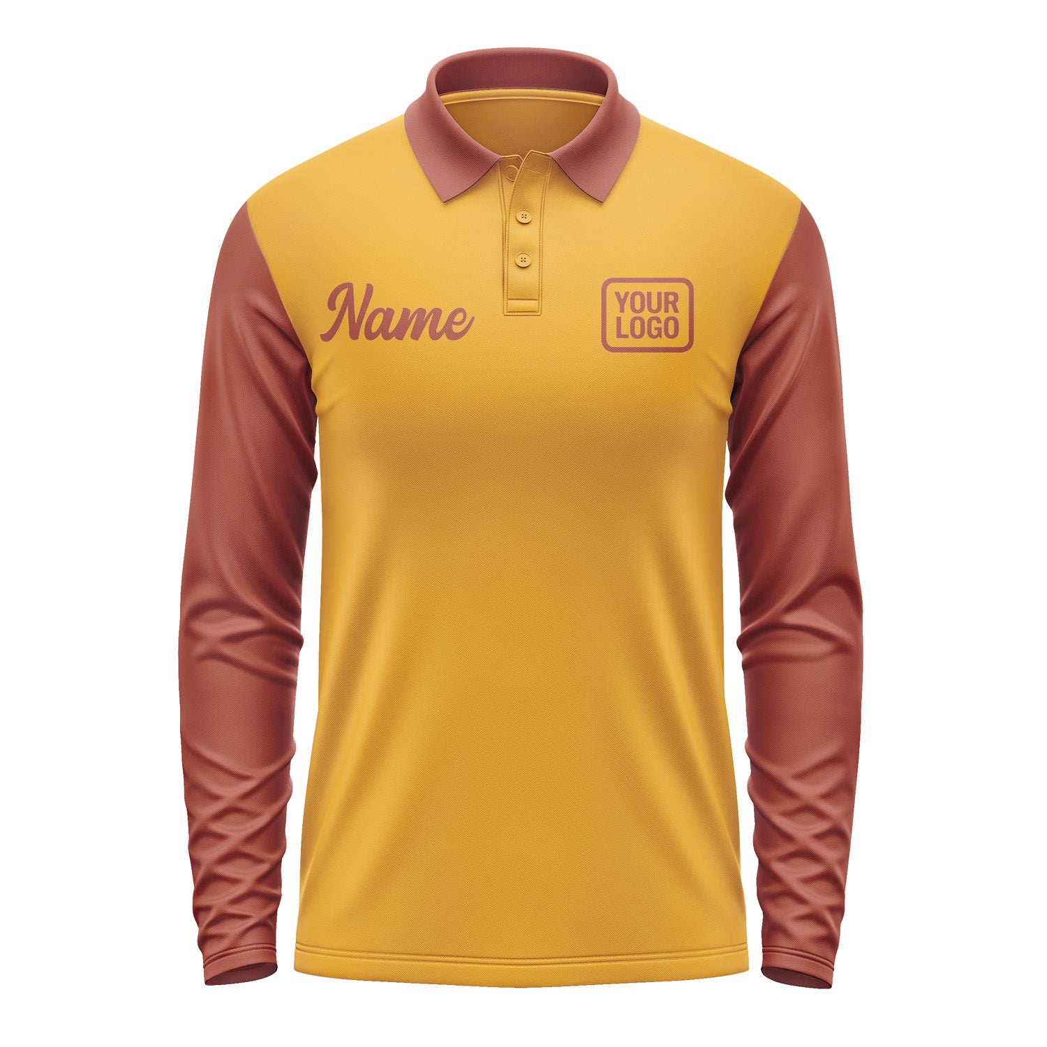 Custom Yellow Coral Red Long Sleeve Polo Shirt Pl191616B116