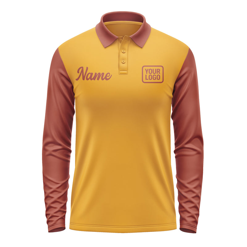 Custom Yellow Coral Red Long Sleeve Polo Shirt Pl191616B116