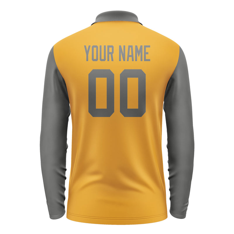 Custom Yellow Dark Grey Long Sleeve Polo Shirt Pl192020B120