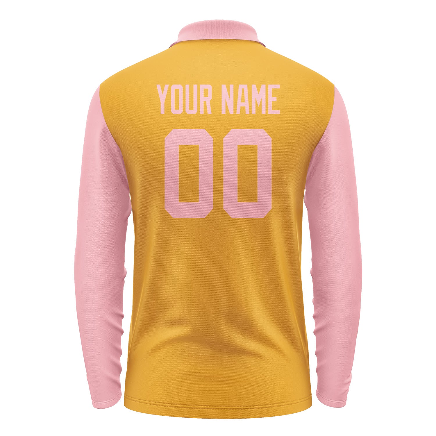Custom Yellow Light Pink Long Sleeve Polo Shirt Pl192121B121