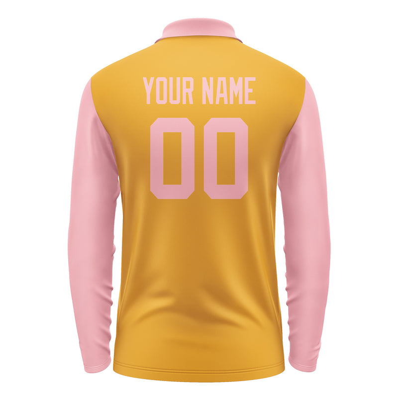 Custom Yellow Light Pink Long Sleeve Polo Shirt Pl192121B121
