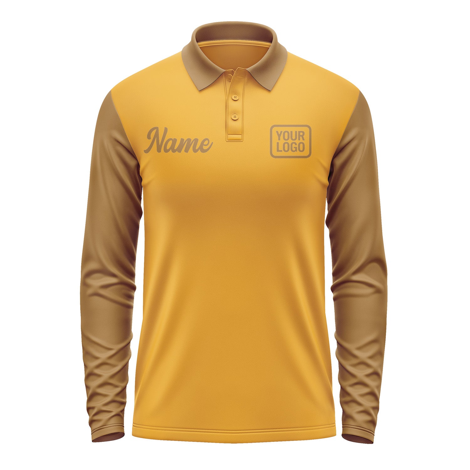 Custom Yellow Khaki Long Sleeve Polo Shirt Pl192222B122