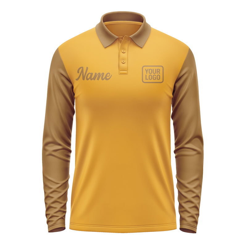 Custom Yellow Khaki Long Sleeve Polo Shirt Pl192222B122